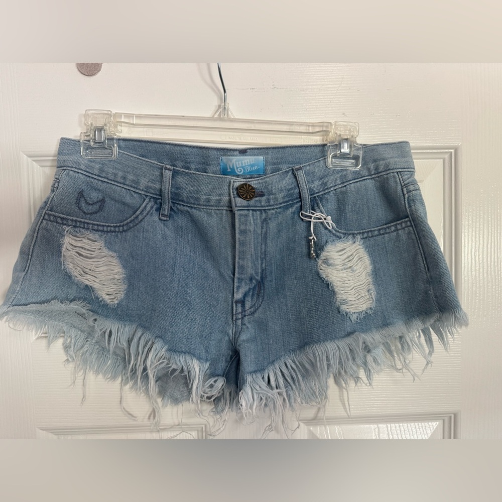 Show Me Your MuMu Blue Distressed Jean Shorts